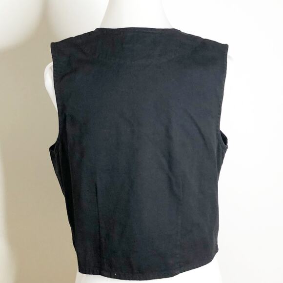 Bryn Connelly Embroidered vest medium 100% cotton Floral Coastal Gram - Picture 3 of 4